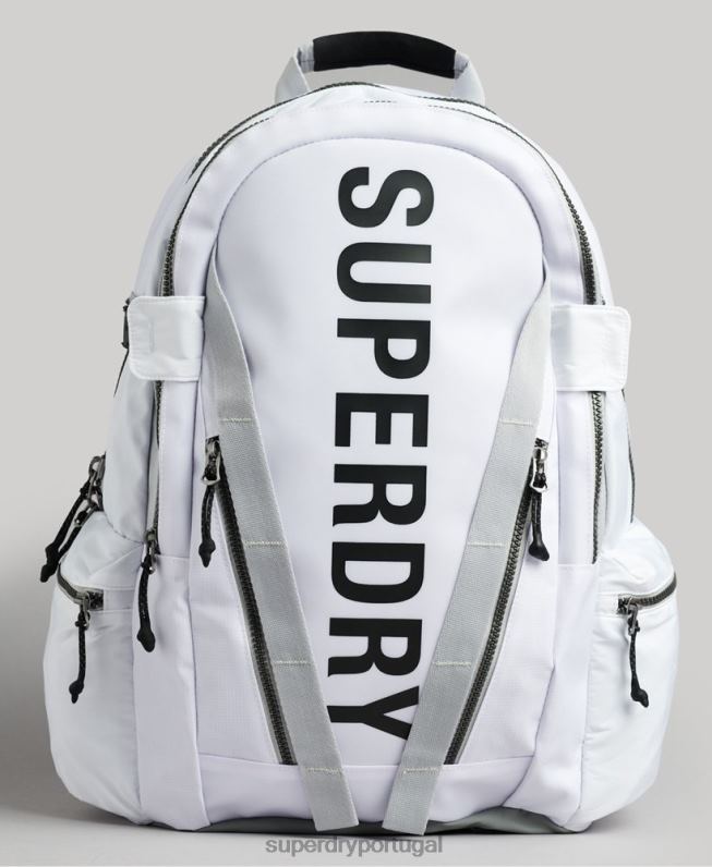 mochila gráfica de lona de montanha homens branco acessórios Superdry 2208H1610