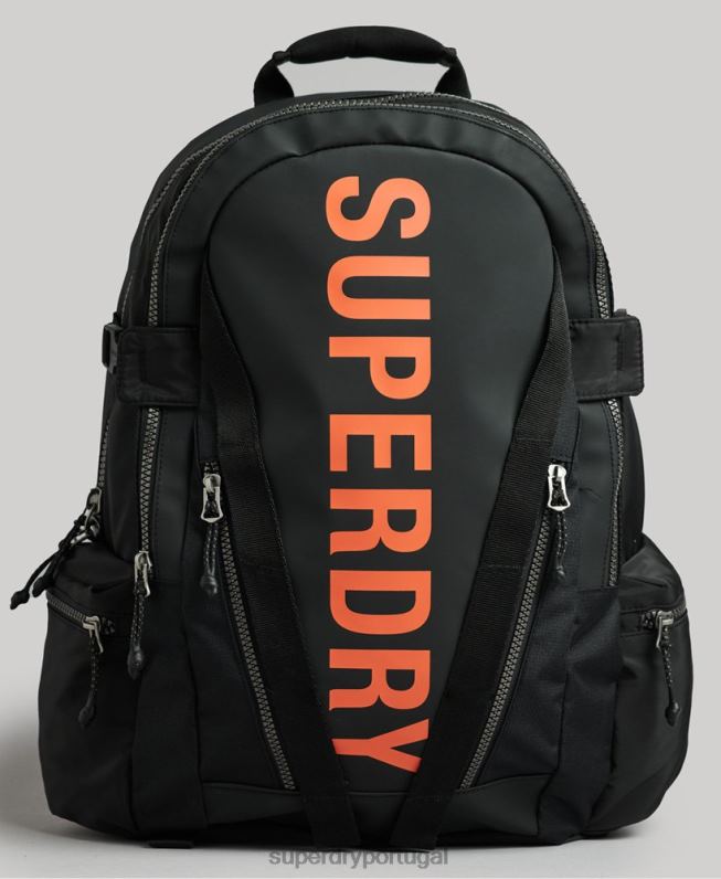 mochila gráfica de lona de montanha homens preto acessórios Superdry 2208H1639