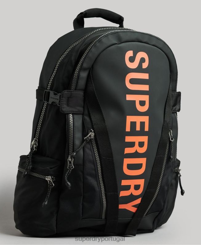 mochila gráfica de lona de montanha homens preto acessórios Superdry 2208H1639