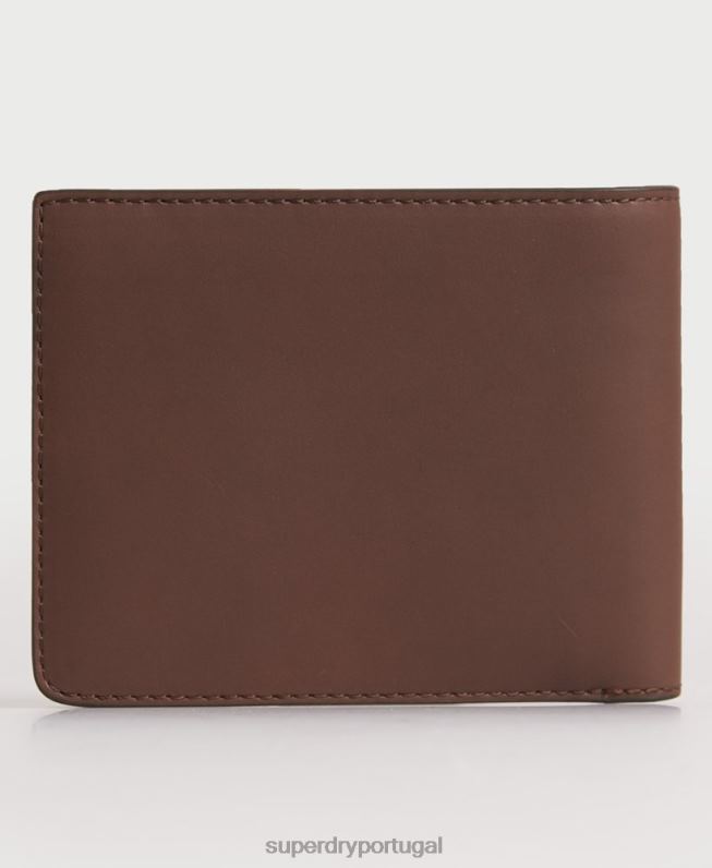 carteira de couro bifold nyc homens marrom acessórios Superdry 2208H1851