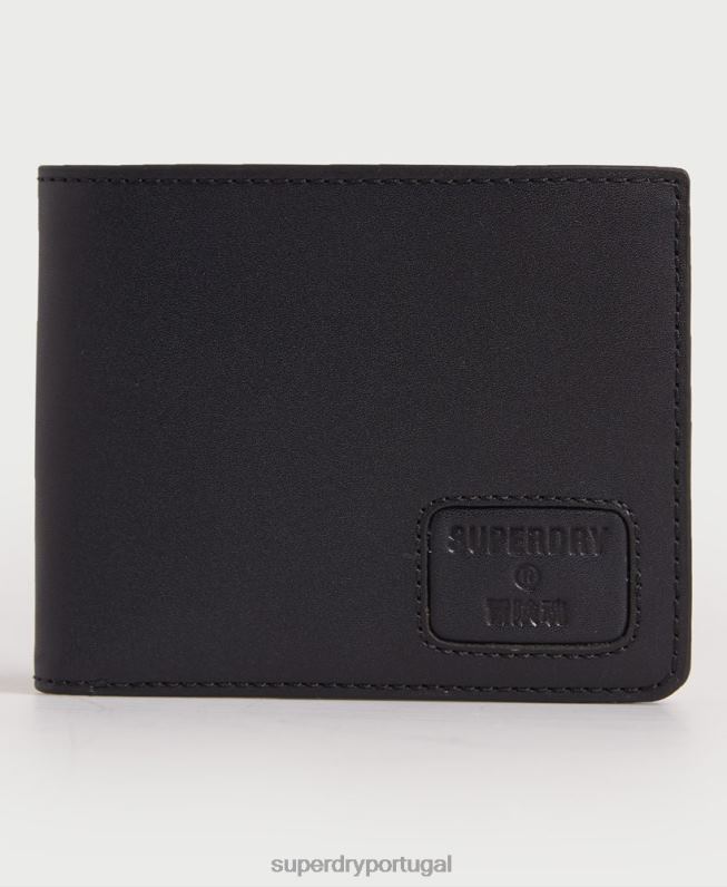 carteira de couro bifold nyc homens preto acessórios Superdry 2208H1773