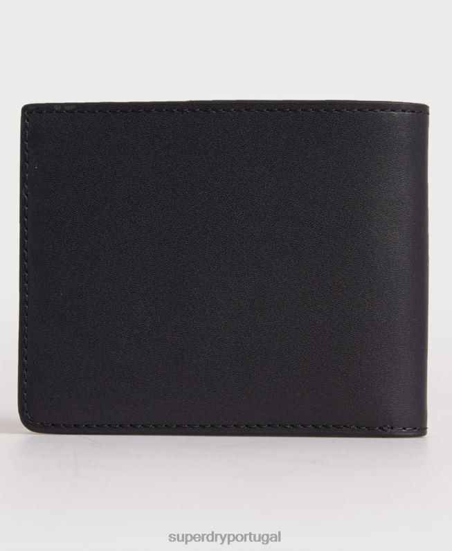carteira de couro bifold nyc homens preto acessórios Superdry 2208H1773