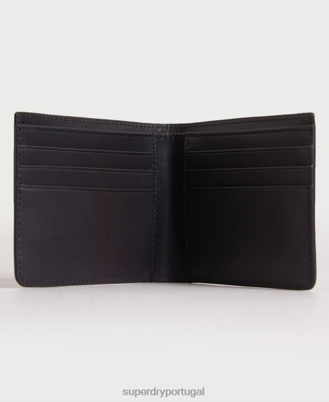 carteira de couro bifold nyc homens preto acessórios Superdry 2208H1773