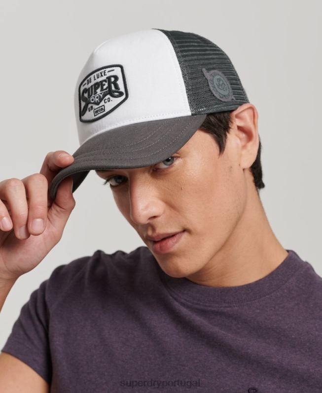 boné de caminhoneiro clássico homens branco acessórios Superdry 2208H1594