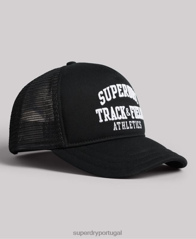 boné de caminhoneiro clássico homens preto acessórios Superdry 2208H1790