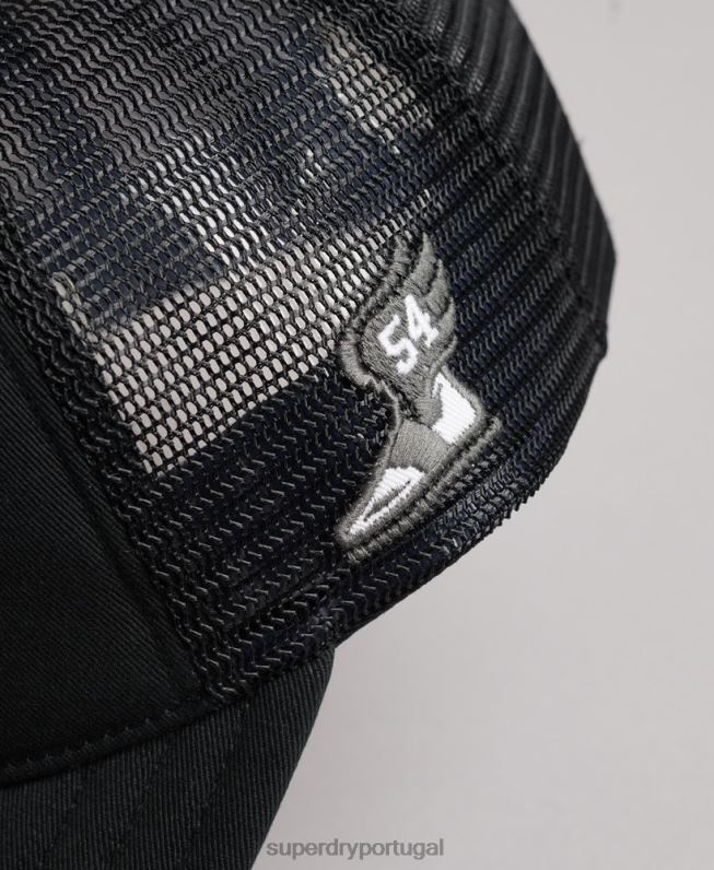 boné de caminhoneiro clássico homens preto acessórios Superdry 2208H1790