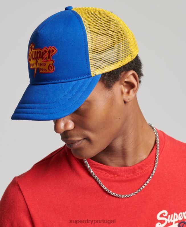 boné de caminhoneiro gráfico vintage homens azul acessórios Superdry 2208H1669