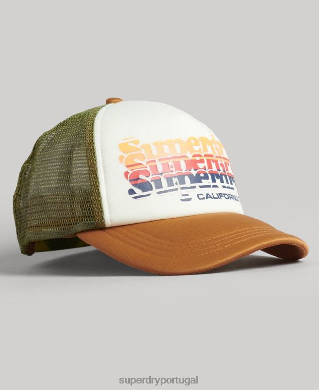boné de caminhoneiro vintage homens branco acessórios Superdry 2208H1604