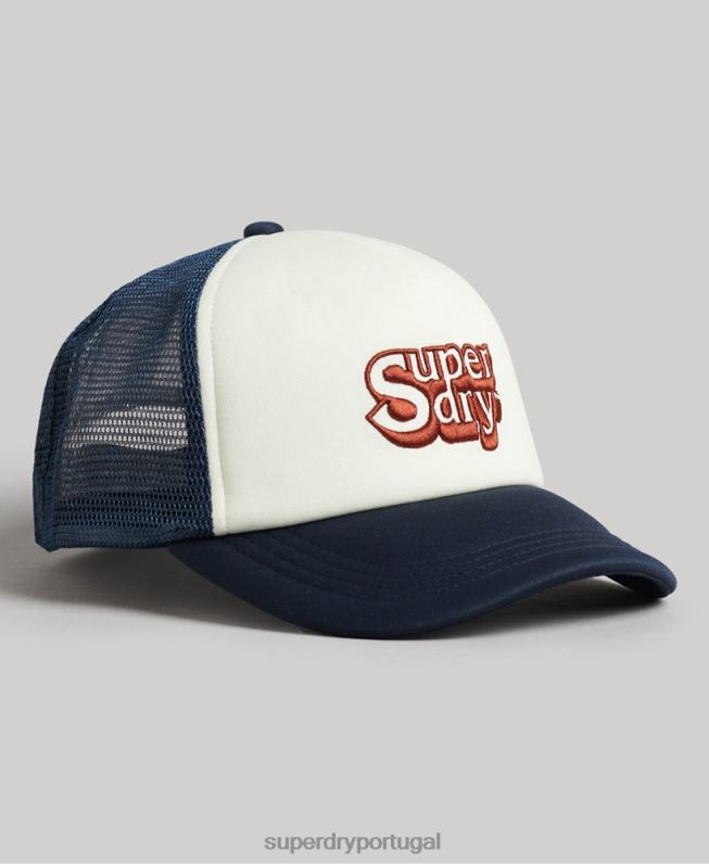 boné de caminhoneiro vintage homens branco acessórios Superdry 2208H1651