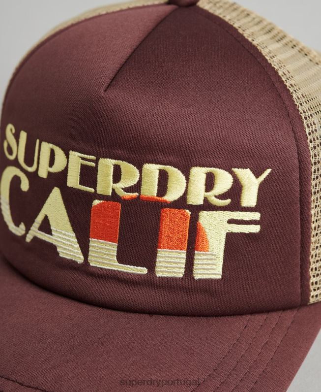 boné de caminhoneiro vintage homens marrom acessórios Superdry 2208H1714