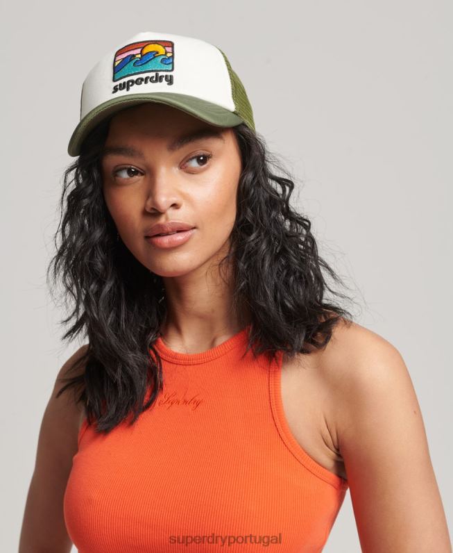 boné de caminhoneiro vintage homens verde acessórios Superdry 2208H1646