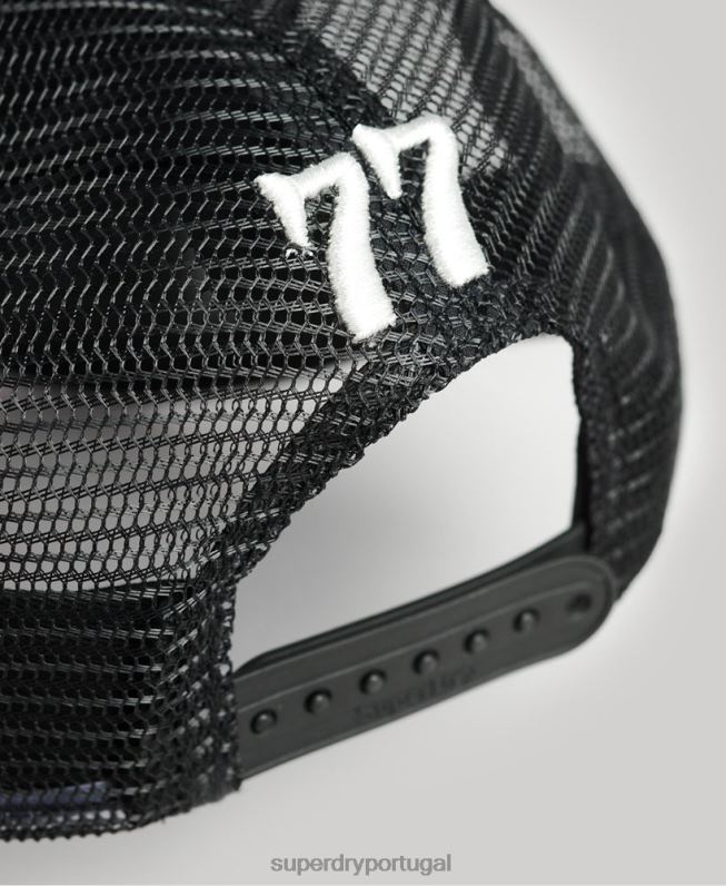 boné gráfico de caminhoneiro homens cinza escuro acessórios Superdry 2208H1708