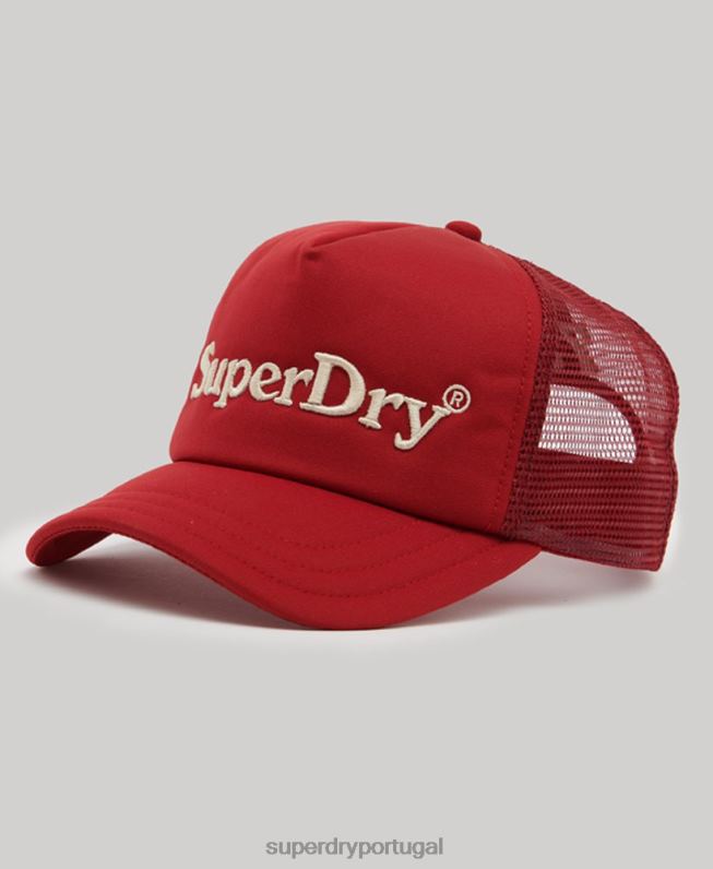 boné gráfico de caminhoneiro homens vermelho acessórios Superdry 2208H1709