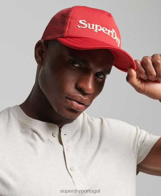 boné gráfico de caminhoneiro homens vermelho acessórios Superdry 2208H1709