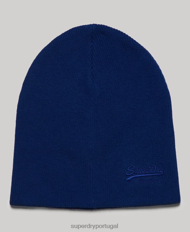 gorro clássico com logo vintage homens azul acessórios Superdry 2208H1810