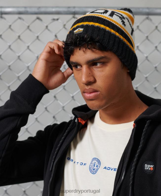gorro logotipo homens preto acessórios Superdry 2208H1840