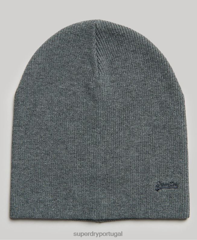 gorro vintage de algodão orgânico com etiqueta laranja homens cinza acessórios Superdry 2208H6434