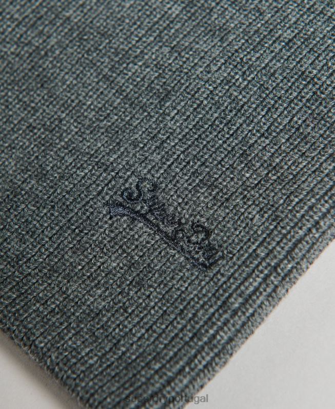 gorro vintage de algodão orgânico com etiqueta laranja homens cinza acessórios Superdry 2208H6434