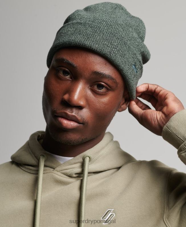 gorro vintage de algodão orgânico com etiqueta laranja homens verde acessórios Superdry 2208H1701