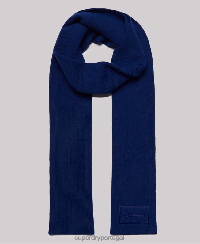 cachecol clássico com logo vintage homens azul acessórios Superdry 2208H6410