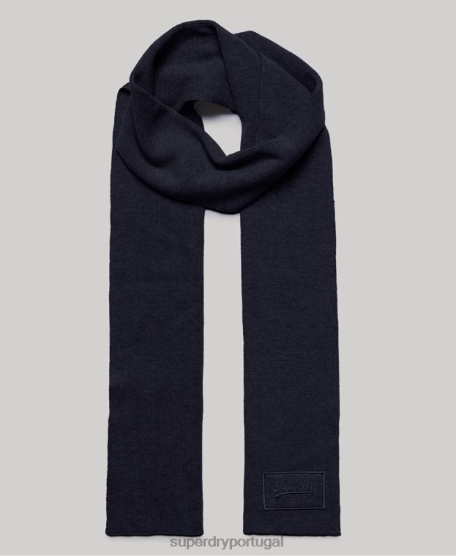 cachecol clássico com logo vintage homens marinha acessórios Superdry 2208H6411