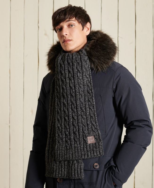cachecol de cabo de traineira homens cinza escuro acessórios Superdry 2208H1816