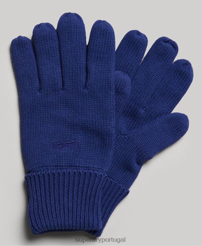 luvas de logotipo vintage homens azul acessórios Superdry 2208H1727