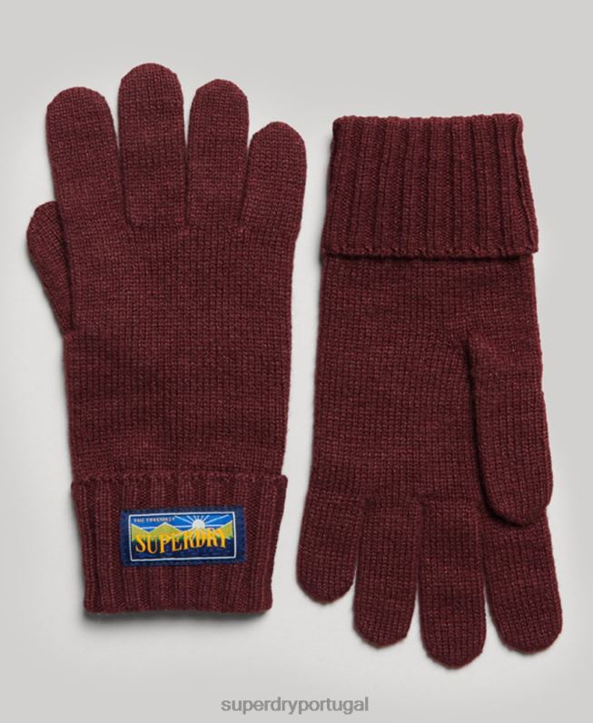 luvas de radar de mistura de lã homens vermelho acessórios Superdry 2208H1710
