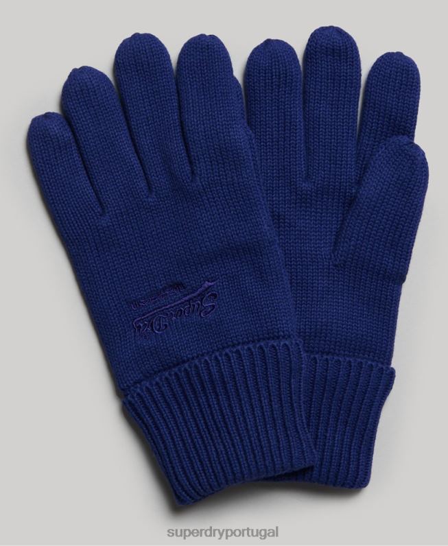 luvas lisas essenciais homens azul acessórios Superdry 2208H6364