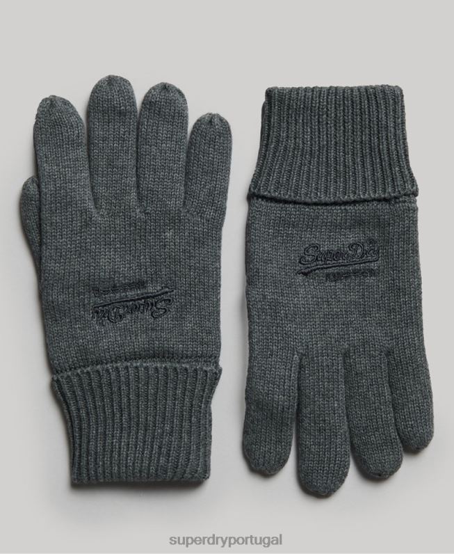 luvas lisas essenciais homens cinza acessórios Superdry 2208H1704