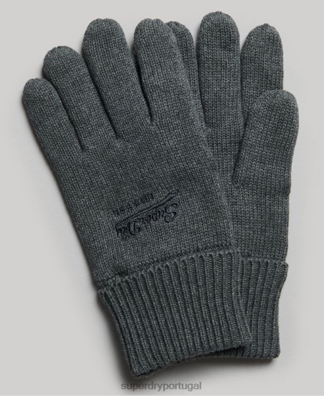 luvas lisas essenciais homens cinza acessórios Superdry 2208H1704