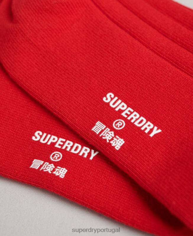 meias caneladas de algodão orgânico homens vermelho acessórios Superdry 2208H1782