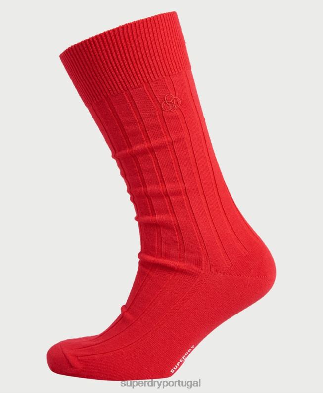 meias casuais de algodão orgânico homens vermelho acessórios Superdry 2208H1868