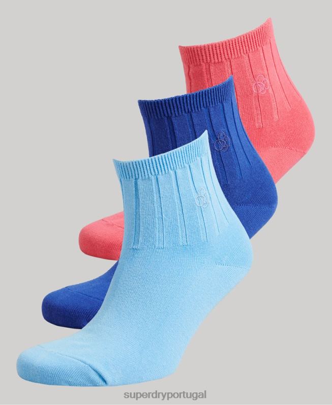 pacote de meia de tornozelo de algodão orgânico homens multi acessórios Superdry 2208H1664