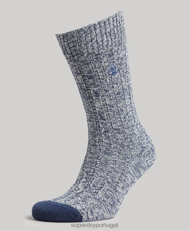 pacote de meias de algodão orgânico homens azul acessórios Superdry 2208H1756