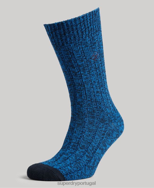 pacote de meias de algodão orgânico homens azul acessórios Superdry 2208H1756