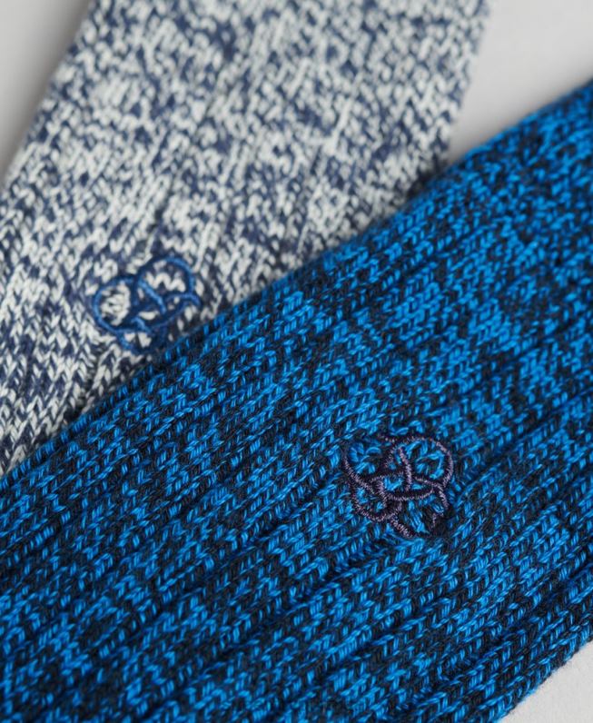 pacote de meias de algodão orgânico homens azul acessórios Superdry 2208H1756