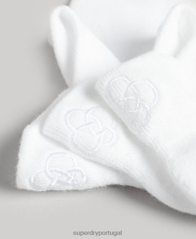 pacote de meias de algodão orgânico homens branco acessórios Superdry 2208H1678