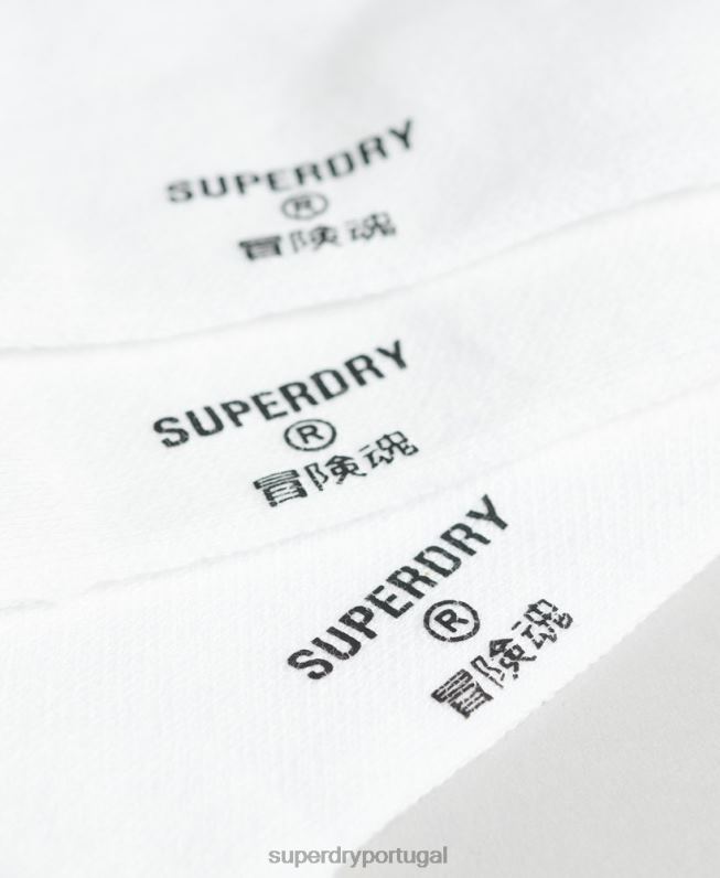 pacote de meias de algodão orgânico homens branco acessórios Superdry 2208H1678