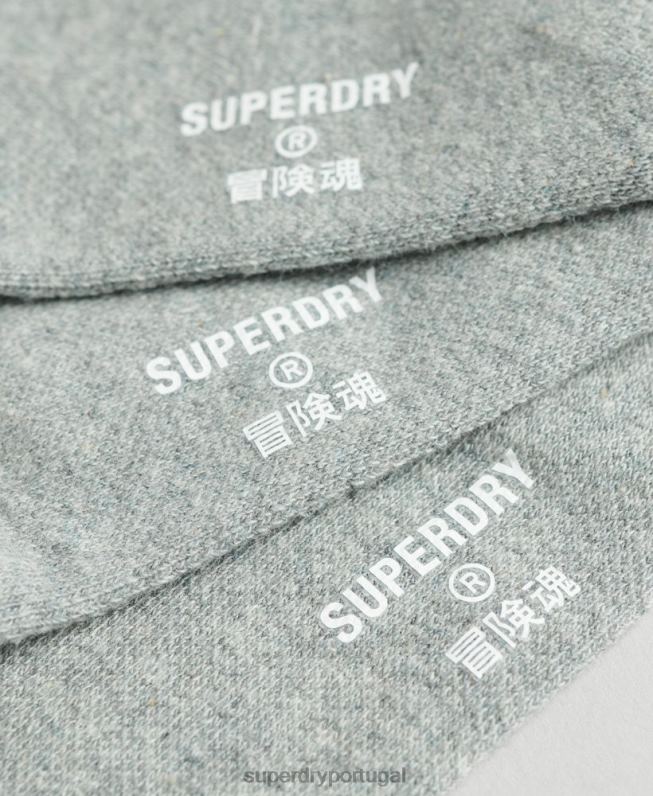 pacote de meias de algodão orgânico homens cinza acessórios Superdry 2208H1659