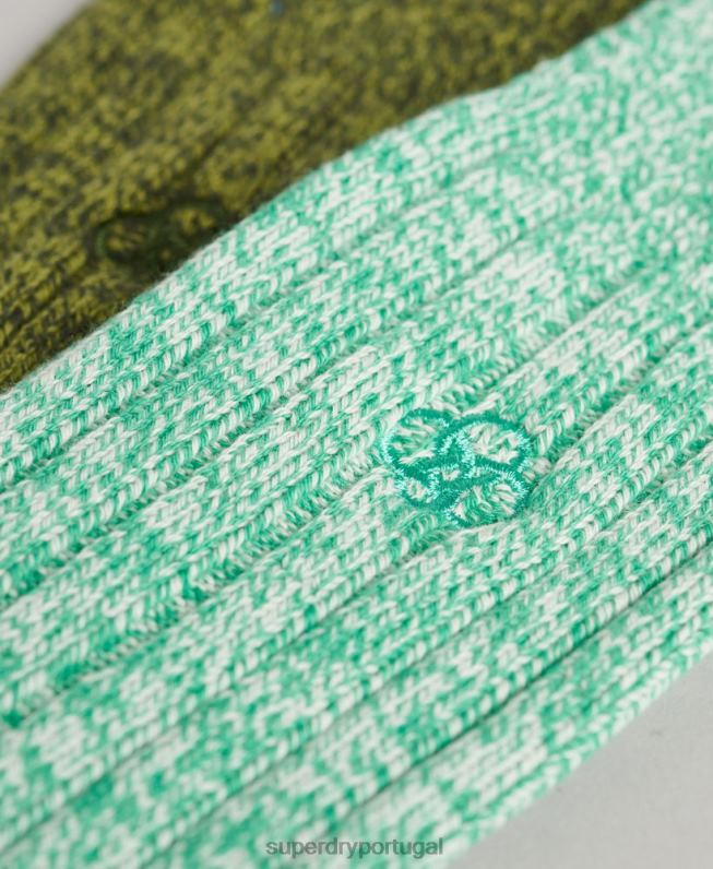 pacote de meias de algodão orgânico homens verde acessórios Superdry 2208H1763