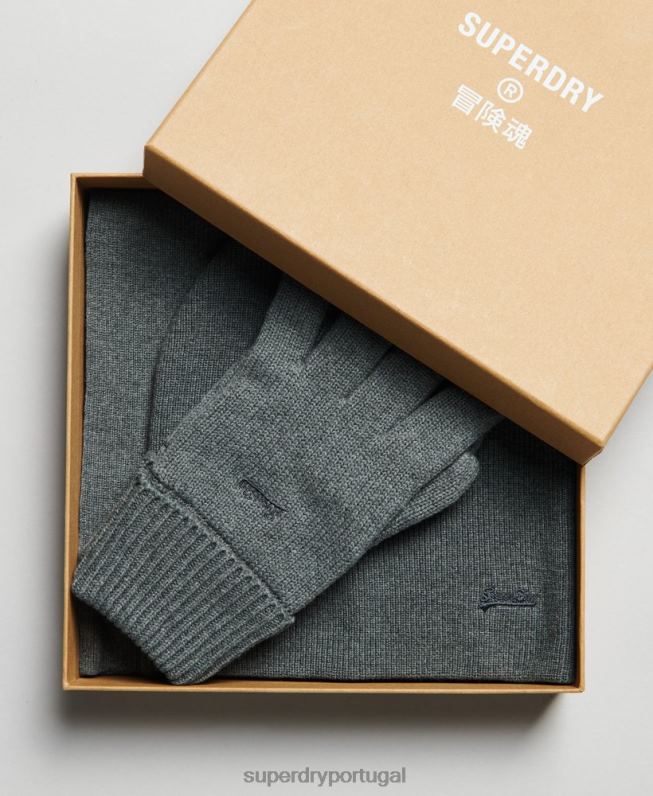 conjunto de acessórios com logotipo vintage homens cinza acessórios Superdry 2208H1648