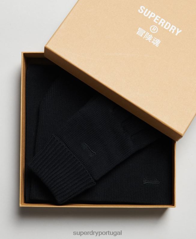 conjunto de acessórios com logotipo vintage homens preto acessórios Superdry 2208H1674