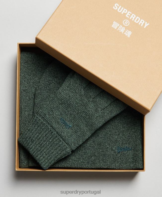 conjunto de acessórios com logotipo vintage homens verde acessórios Superdry 2208H1675