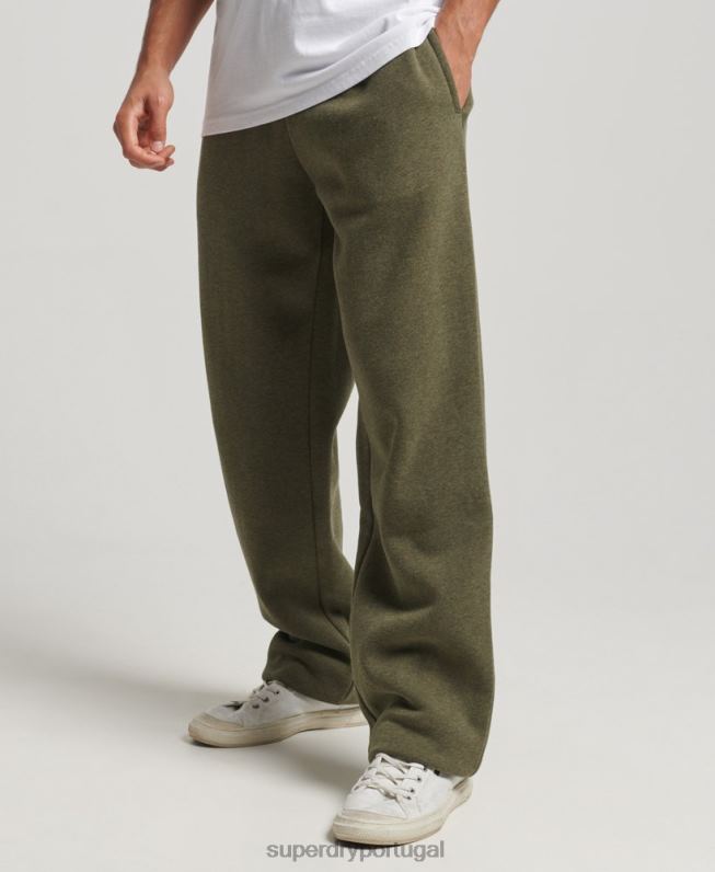 calça jogger reta com logo vintage de algodão orgânico homens verde roupas Superdry 2208H80