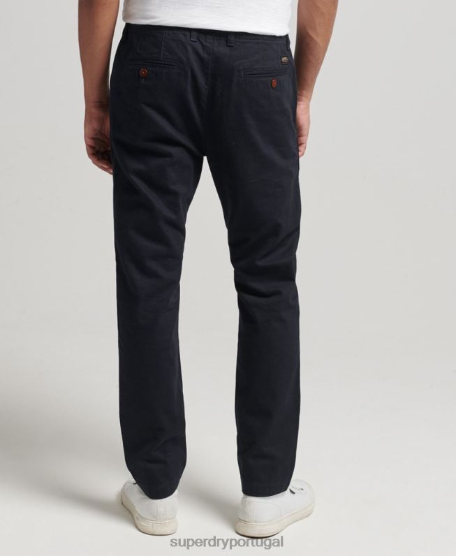 calças chino slim do oficial homens marinha roupas Superdry 2208H6467