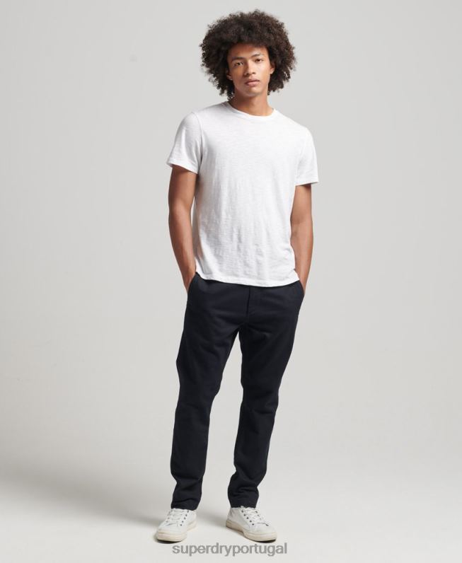 calças chino slim do oficial homens marinha roupas Superdry 2208H6467