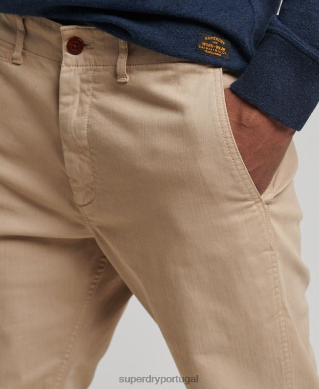 calças chino slim oficiais homens bege roupas Superdry 2208H6474