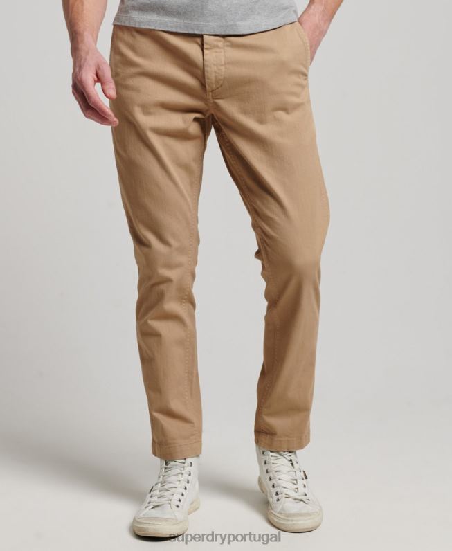 calças chino slim oficiais homens bege roupas Superdry 2208H91