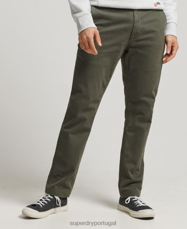 calças chino slim oficiais homens verde roupas Superdry 2208H6464